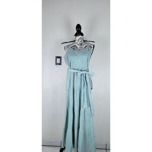 Splendid Dress Womens Size Large Maxi Striped Teal/White